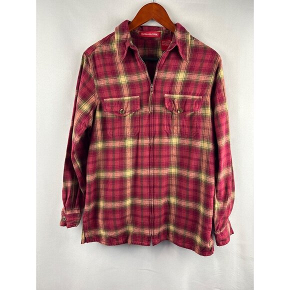 Gloria Vanderbilt Womens Plaid Flannel Shirt Size S Buttoned Pockets - Picture 1 of 5